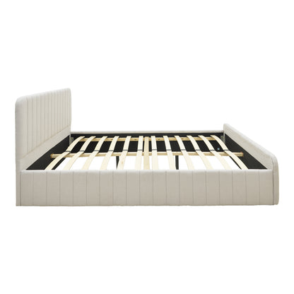 Κρεβάτι διπλό Myrelia pakoworld γκρι μπεζ ύφασμα 160x200εκ