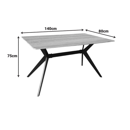 Τραπέζι Ezali pakoworld sonoma mdf με μαύρα μεταλλικά πόδια 140x80x75εκ