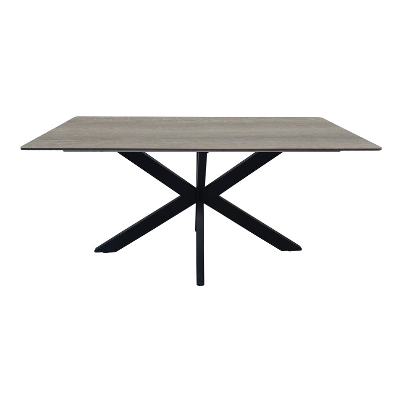 Τραπέζι Bethan pakoworld sonoma με γκρι mdf και μαύρο μέταλλο 180x90x75εκ