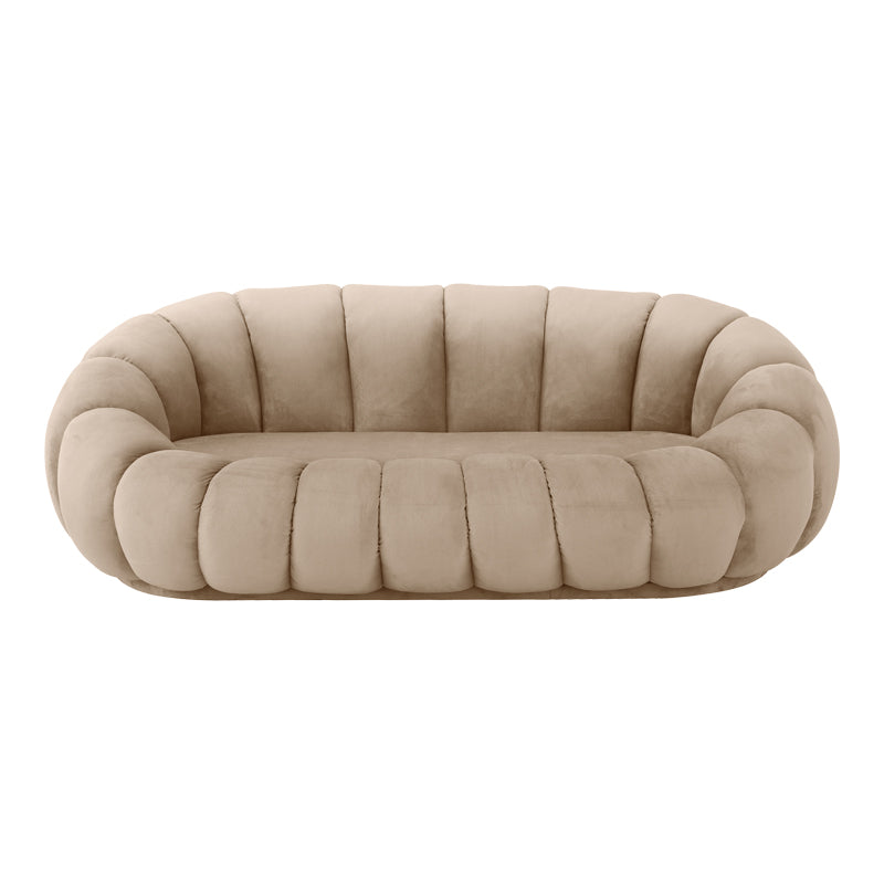 Καναπές Embrace pakoworld βελούδο σε μπεζ απόχρωση 180x105x65εκ