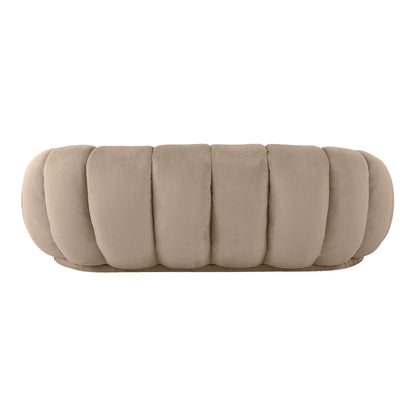 Καναπές Embrace pakoworld βελούδο σε μπεζ απόχρωση 180x105x65εκ