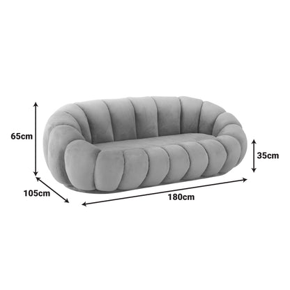 Καναπές Embrace pakoworld βελούδο σε μπεζ απόχρωση 180x105x65εκ
