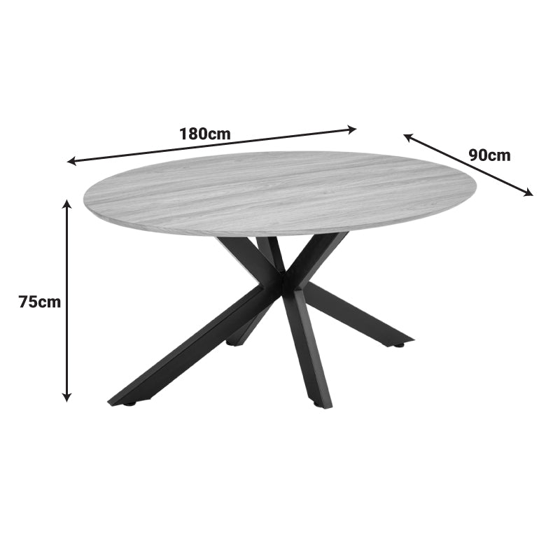 Τραπέζι Makrey pakoworld sonoma mdf- μαύρα μεταλλικά πόδια 180x90x75εκ