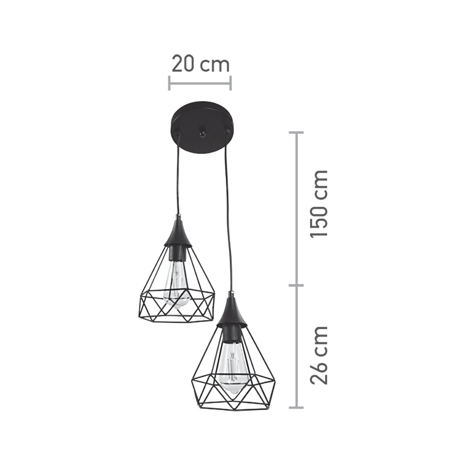 InLight Κρεμαστό φωτιστικό από μαύρο μέταλλο 2XE27 D:20cm (4024-2-BL-ROSETTE)