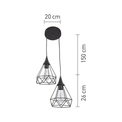 InLight Κρεμαστό φωτιστικό από μαύρο μέταλλο 2XE27 D:20cm (4024-2-BL-ROSETTE)