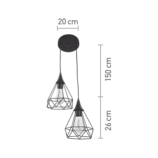 InLight Κρεμαστό φωτιστικό από μαύρο μέταλλο 2XE27 D:20cm (4024-2-BL-ROSETTE)