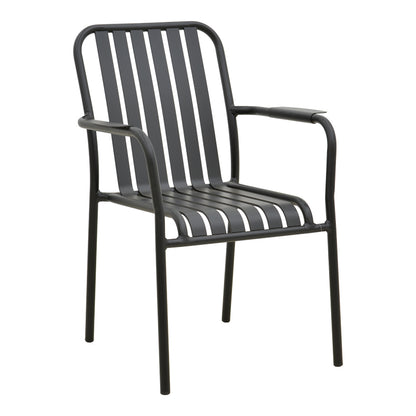 Πολυθρόνα Vista pakoworld στοιβαζόμενη αλουμίνιο σε μαύρη απόχρωση 62x60x84εκ