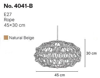 InLight Κρεμαστό Φωτιστικό από σχοινί 1xE27 D:45cm (4041-B)