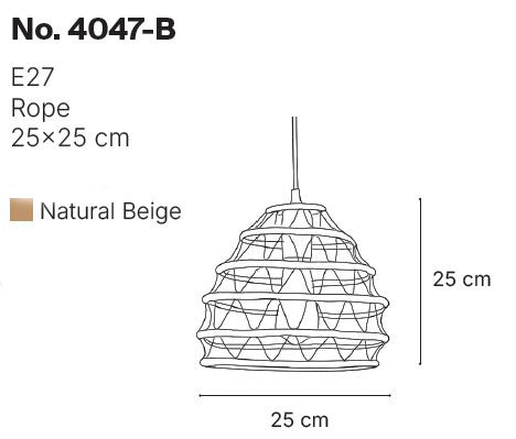InLight Κρεμαστό Φωτιστικό από σχοινί 1xE27 D:25cm (4047-B)