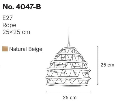 InLight Κρεμαστό Φωτιστικό από σχοινί 1xE27 D:25cm (4047-B)