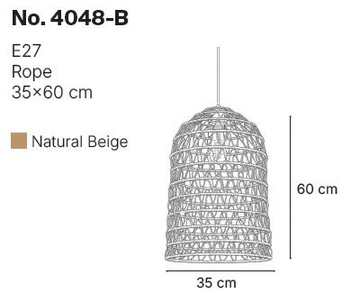 InLight Κρεμαστό Φωτιστικό από σχοινί 1xE27 D:35cm (4048-B)