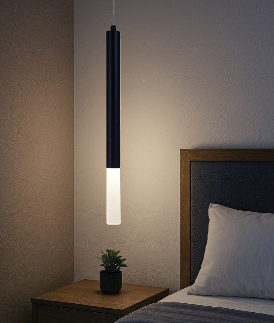 Inlight Κρεμαστό φωτιστικό LED 5W 3000K από μαύρο μέταλλο D:9X200cm (4066-Black)