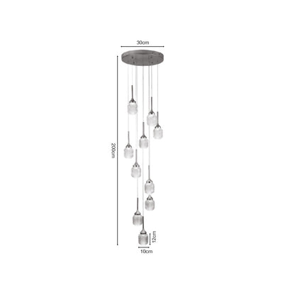 Inlight Κρεμαστό φωτιστικό LED 10*10W από χρυσαφί μέταλλο και ακρυλικό D:30x200cm (4077-10-Golden)