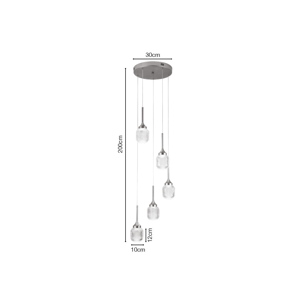 Inlight Κρεμαστό φωτιστικό LED 5*10W από χρυσαφί μέταλλο και ακρυλικό D:30x200cm (4077-5-Golden)