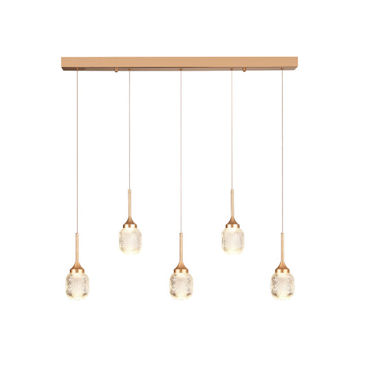 Inlight Κρεμαστό φωτιστικό LED 5*10W από χρυσαφί μέταλλο και ακρυλικό D:60x200cm (4077R-5-Golden)