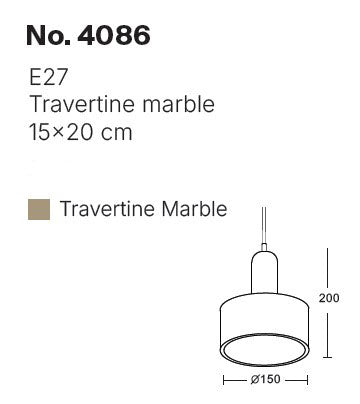 InLight Κρεμαστό φωτιστικό γκρι από travertine marble 1XΕ27 D:15 x 20cm (4086)