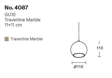 InLight Κρεμαστό φωτιστικό γκρι από travertine marble 1XGU10 D:11 x 11cm (4087)