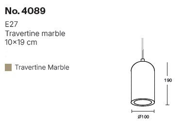 InLight Κρεμαστό φωτιστικό γκρι από travertine marble 1XΕ27 D:10 x 19cm (4089)