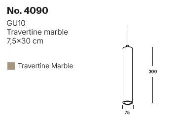 InLight Κρεμαστό φωτιστικό γκρι από travertine marble 1XGU10 D:7,5 x 30cm (4090)
