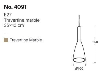 InLight Κρεμαστό φωτιστικό γκρι από travertine marble 1XΕ27 D:10 x 35cm (4091)