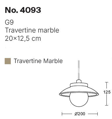 InLight Κρεμαστό φωτιστικό γκρι από travertine marble 1XG9 D:20 x 12.5cm (4093)