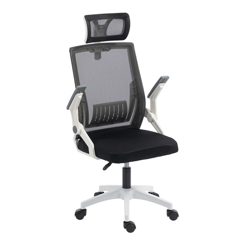 Καρέκλα γραφείου Plymot pakoworld λευκή - mesh μαύρο 48x58x112-122εκ