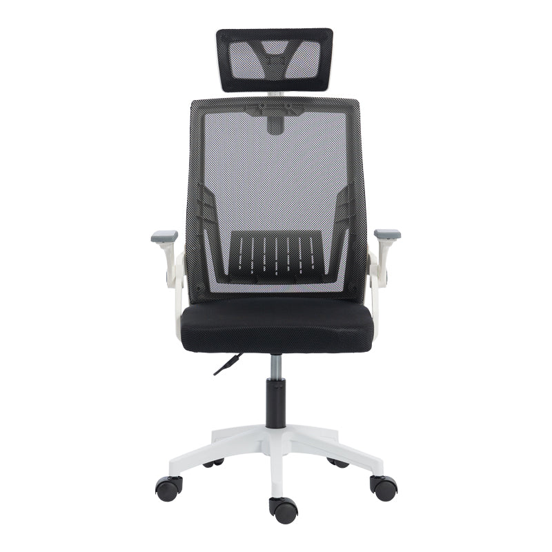 Καρέκλα γραφείου Plymot pakoworld λευκή - mesh μαύρο 48x58x112-122εκ