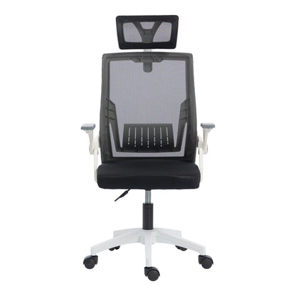 Καρέκλα γραφείου Plymot pakoworld λευκή - mesh μαύρο 48x58x112-122εκ