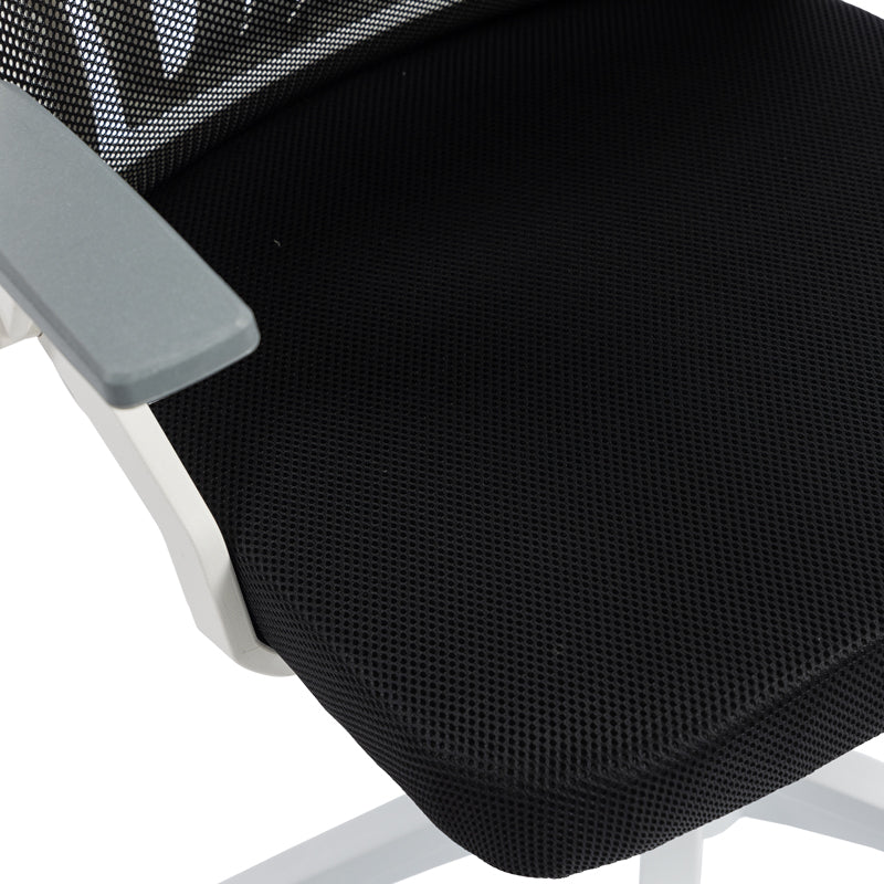Καρέκλα γραφείου Plymot pakoworld λευκή - mesh μαύρο 48x58x112-122εκ