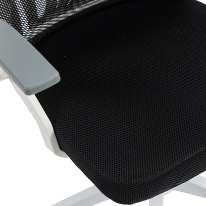 Καρέκλα γραφείου Plymot pakoworld λευκή - mesh μαύρο 48x58x112-122εκ