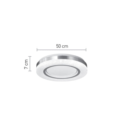 InLight Πλαφονιέρα οροφής LED 72W 3CCT (by tuya) από λευκό και ασημί ακρυλικό D:50cm (42016-Α)