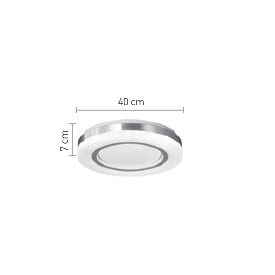 InLight Πλαφονιέρα οροφής LED 54W 3CCT (by tuya) από λευκό και ασημί ακρυλικό D:40cm (42016-B)