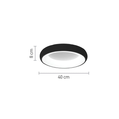 InLight Πλαφονιέρα οροφής LED 24W 3CCT (by tuya) από μαύρο και λευκό ακρυλικό D:40cm (42020-B-Black)