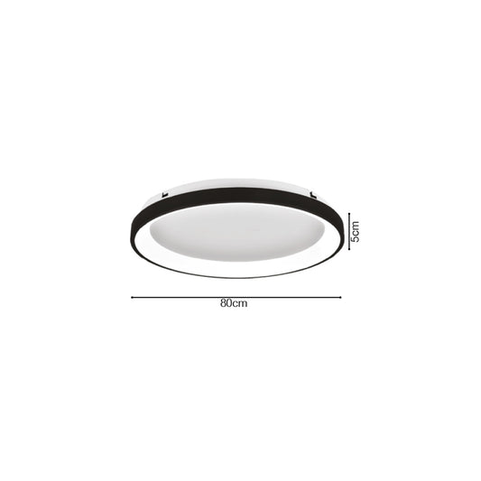 Inlight Πλαφονιέρα οροφής LED 38W 3CCT από μαύρο μέταλλο και ακρυλικό D:80x5cm (42044-A-Black)