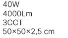 InLight Πλαφονιέρα οροφής LED 40W 3CCT (by switch on base) από μαύρο μέταλλο D:50cm (42045-Black)