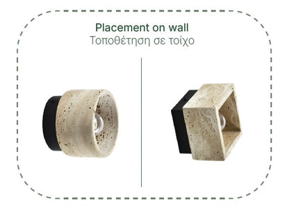 InLight Πλαφονιέρα οροφής γκρι από travertine marble 1XE27 D:12cm (42047)