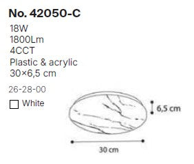 InLight Πλαφονιέρα οροφής LED 18W 4cct από λευκό ακρυλικό D:30cm (42050-C-Λευκό)