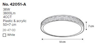 InLight Πλαφονιέρα οροφής LED 36W 4cct από λευκό ακρυλικό D:50cm (42051-Α)