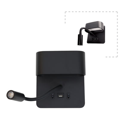 Apple Επιτοίχιο φωτιστικό LED 9W 3000K από μαύρο μέταλλο D:16cm (43036-BL)