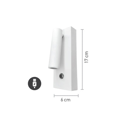 InLight Επιτοίχιο Φωτιστικό LED Λευκό 3W – Spot με USB & Type-C (43037-WH)