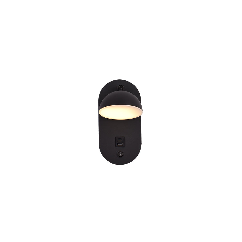 Inlight Επιτοίχιο φωτιστικό LED 7W 3000K από μαύρο μέταλλο D:22x14cm (43062)