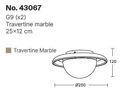 InLight Πλαφονιέρα οροφής γκρι από travertine marble 2XG9 D:25cm (43067)