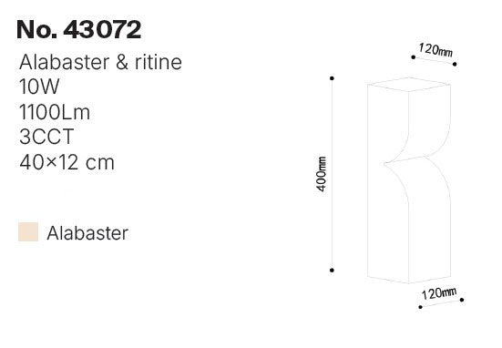 Inlight Επίτοιχο φωτιστικό, Alabaster, 10W, 1100 lm, 3CCT (by switch on base)D:40X12cm(43072)
