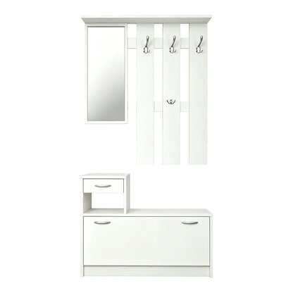 Έπιπλο εισόδου Jentia pakoworld με καθρέπτη λευκό MDF 100x24x186εκ