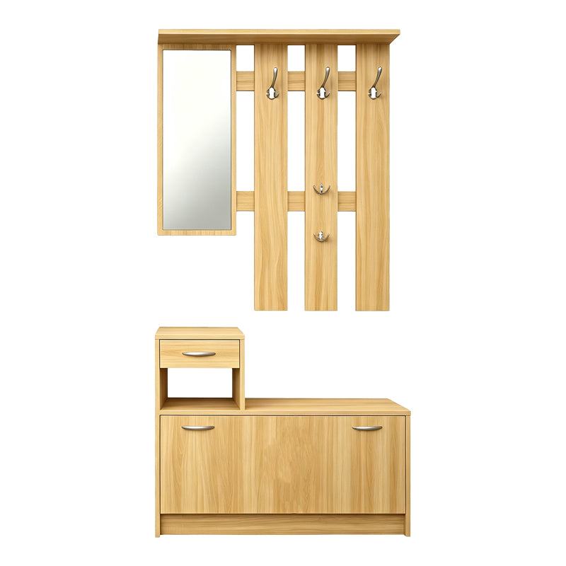 Έπιπλο εισόδου Jentia pakoworld με καθρέπτη sonoma MDF 100x24x186εκ