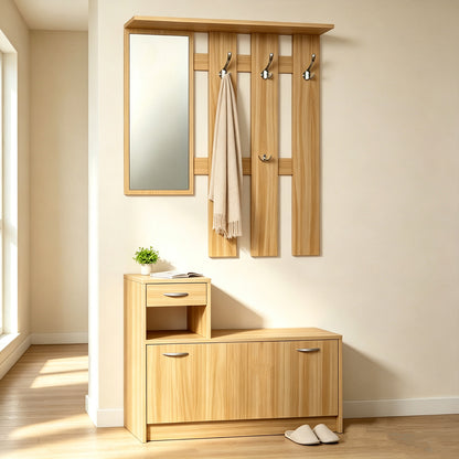 Έπιπλο εισόδου Jentia pakoworld με καθρέπτη sonoma MDF 100x24x186εκ