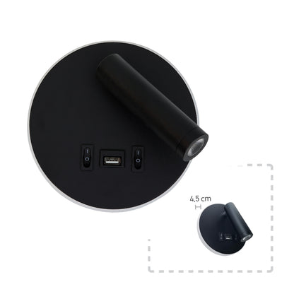 InLight Επιτοίχιο φωτιστικό LED 12W 3000K από μαύρο μέταλλο D:14cm (43418-BL)