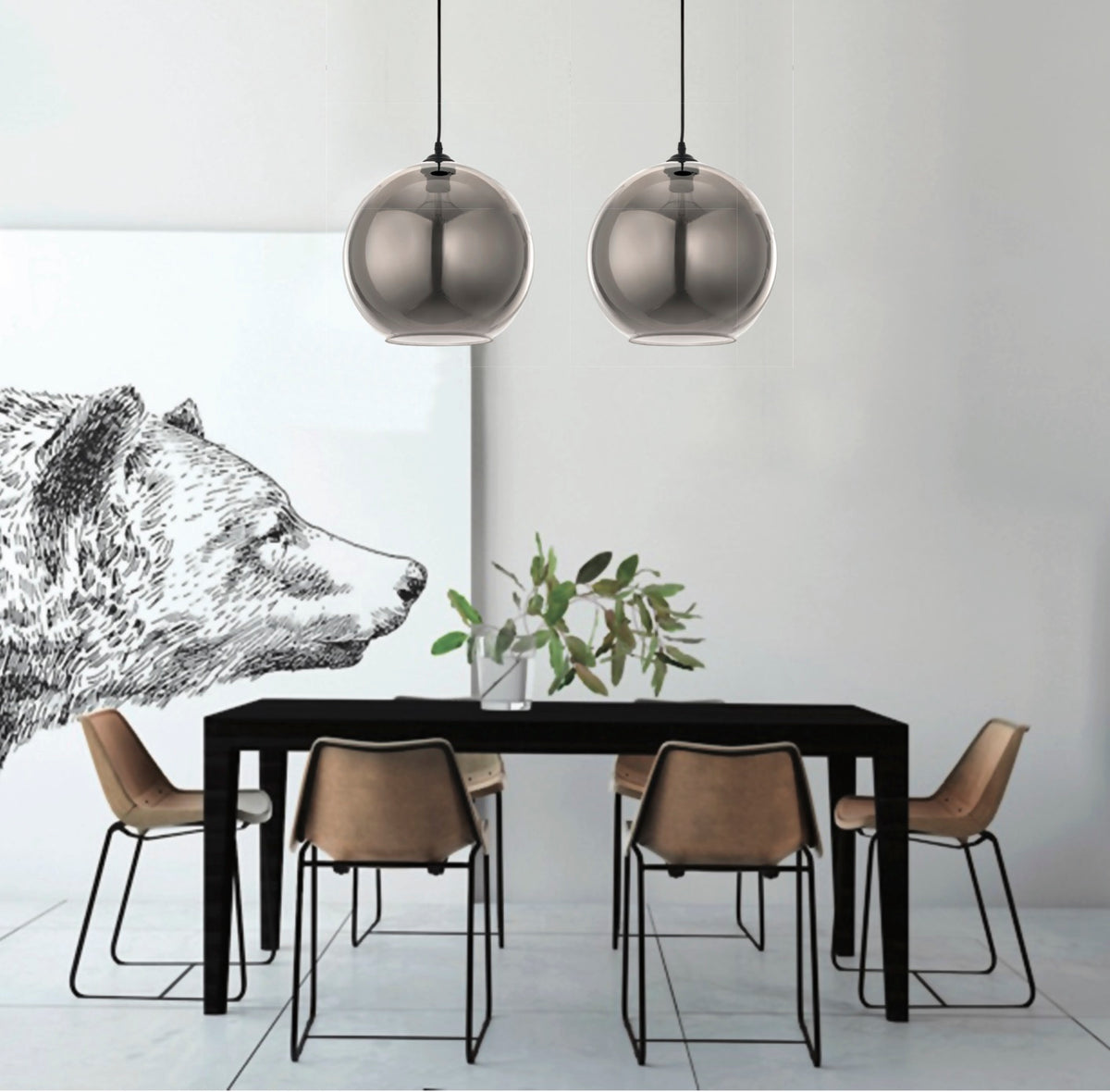 InLight Κρεμαστό φωτιστικό από φιμέ γυαλί 1XE27 D:30cm (4355-Α)