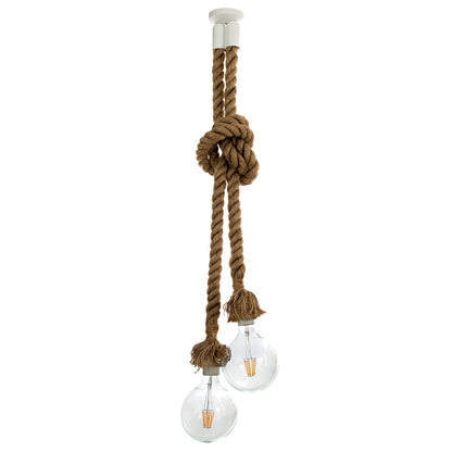 InLight Κρεμαστό φωτιστικό από καφέ σχοινί 2XE27 D:160cm (4381-2-WH)