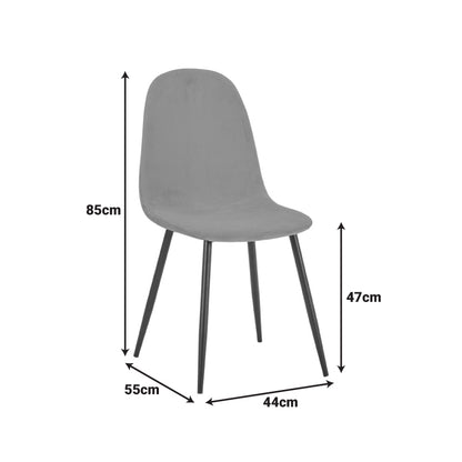 Καρέκλα Bella pakoworld μπλε βελούδο με μαύρο μεταλλικό πόδι 44x55x85εκ